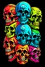 Placeholder: a stack of nearly anatomically correct cartoonish skulls, vivid colors, dark comedy, well lit, high detail,