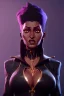 Placeholder: Pam Grier as evil queen in black leather, leather, busty, cleavage, angry, stern look. character design by cory loftis, fenghua zhong, ryohei hase, ismail inceoglu and ruan jia. unreal engine 5, artistic lighting, highly detailed, photorealistic, fantasy