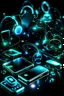 Placeholder: a watermark of glowing shapes of smartphones, laptops,sattelite headset and other electronics gadgets