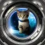 Placeholder: hyper-realistic spaceship interior with a cat looking through porthole at milkyway, suited astronaut float behind cat, 8k resolution, high-quality, fine-detail, detailed matte, intricate, 3D octane render, illustration, digital art, brian froud, howard lyon, anna dittman, greg rutowski,