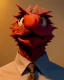 Placeholder: hybrid character, Elmo muppet head, man body, human arms and hands, Shirt and tie, concept art, smooth, unreal engine 5, god lights, ray tracing, RTX, lumen lighting, ultra detail, volumetric lighting, 3d, finely drawn, high definition, 4k.