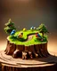 Placeholder: 🛠️ Tool: ChatGPT 👉 Prompt used: "Ultra-realistic surreal macro scene of a broken tree stump placed on a wooden surface, its hollow interior transformed into a vivid miniature landscape featuring a winding dirt path leading through lush green grass, small flowering plants, and delicate trees under a soft glowing sky; two colorful birds—one blue and yellow, one red and brown—perch on either side of the path, adding life and contrast; above the scene, a large sharpened wooden pencil hovers diagon