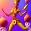 Placeholder: dhalsim as woman,big pile of bananas, yoga artist on a boat in the air,small hands, maze background , levitated lab equipment, 4k, Highly Detailed, Masterpiece, perfect eyes, Digital Illustration, Cinematic Lighting, Realistic, Sharp Focus, Centered, Beautifully Lit, Bioluminescent by Stanley Artgerm Lau