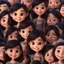 Placeholder: a portrait of smiling girl. carricature. cute. adorable. black hair. medium layers hair. fair skin. dark brown eye pupils. small nose. heart face shape. pixar style. 3D. 4k. portrait. highly detailed. sharp focus. high resolution. full color. cinema lighting