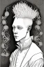 Placeholder: albino young male goat horns alchemist in the style of aubrey beardsley