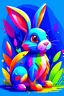 Placeholder: Acrtoon 2d art illustration . Colourful rabbit