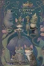 Placeholder: dark fantasy, intricate book cover showing a cat in boots, a frog with a crown and a fairytale princess with a glass slipper, whimsical