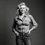 Placeholder: Young Marilyn monroe in jeans, studio photography