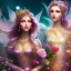 Placeholder: bright fairy, beautiful portrait, flowery landscape