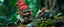 Placeholder: close up on pixie elf gnome and a goblin huge funny mouse, with background motion blur, in magical forest scene, in the style of Rembrandt