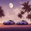 Placeholder: 1980's aesthetic vaporwave palm trees with moon with porsche in autumn with lightning