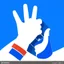Placeholder: logo minimal with hand thumb up in the style of Mikhail Baljasnij russian propaganda