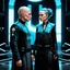 Placeholder: a bold and heroic bald male Corellian pilot in black and metallic grey First Order special forces gear meets a female Jedi Master in ancient, mystical temple, hyperdetailed, dynamic lighting, hyperdetailed background, 8k resolution, volumetric lighting, light skin, fully symmetric details