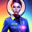 Placeholder: smile lady cop top in spaceship