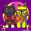 Placeholder: Cat and dog, hot disco mandalorian, party, chicken