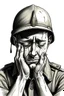 Placeholder: Drawing of a soldier crying