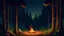 Placeholder: create a scene where there's a little and cozy campfire in the middle of the woods and it's midnight. we're under the starry sky and the scene feels lonely but peaceful.