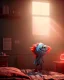 Placeholder: Room boy scene with color hair monster, Steven Spielberg style, realistic photo, sweet, concept art, smooth, unreal engine 5, god lights, ray tracing, RTX, lumen lighting, ultra detail, volumetric lighting, 3d.