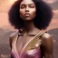 Placeholder: A black woman with long hair, fantasy setting, ethereal, soft lighting, angel wings, porcelain