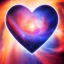 Placeholder: earth in front of a heart shaped nebula