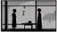 Placeholder: monochromatic japanese classroom with a shadowy figure looking out the window holding a transparent key emanating glow that colors the surroundings, anime