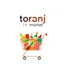Placeholder: A beautiful design with a shopping cart in the middle filled with supermarket products and the words (toranj plus market) at the top of the image as a logo in a white, orange, and red color theme.