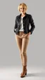 Placeholder: beautiful lady with short hair ,classic jacket and panta stand full body pose pretty boots ,simple background