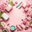 Placeholder: cosmetics beautiful spring background in the background, highly detailed picture, top view