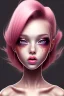 Placeholder: girl, cute, beautiful, headshot, pink hair, brown eyes, black clothes