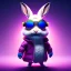 Placeholder: pixar style anamorphic cute rabbit baby, smiling, cyberpunk sunglass, gangsta gold neckless, full body, magenta puffer jacket, manila city backdrop, dramatic lighting, hyper realistic, unreal engine 5, 16k