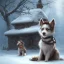 Placeholder: SAD, SCARED, LONELY DOG TIED on a leash outside in front of a house, WINTER, 8k resolution, high-quality, fine-detail, intricate, digital art, detailed matte, volumetric lighting, illustration, 3D octane render, brian froud, howard lyon, selina french, anna dittmann, annie stokes, lisa parker, greg rutowski