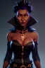 Placeholder: Pam Grier as evil queen in black leather, leather, busty, cleavage, angry, stern look. character design by cory loftis, fenghua zhong, ryohei hase, ismail inceoglu and ruan jia. unreal engine 5, artistic lighting, highly detailed, photorealistic, fantasy