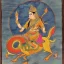 Placeholder: lakshmi riding a dragon in tibetian painting style