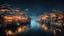 Placeholder: dream world, Japanese city harbour, calm beauty, fantasy world, magic, night, darkness, moonlight, starlight, splendor, uplifting, inspiring, therapeutic, chiaroscuro, color, award-winning colour photograph, beautiful composition, Nikon 135mm