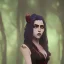 Placeholder: portrait of a female vampire in forest under full moon