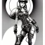 Placeholder: great illustrator, spanish, pencil sketch of a cute girl, beautiful, steampunk syle, black and white. Helmet with tubes. Machinery in the background. High details.