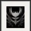 Placeholder: Techno style ink small bird picture in detailed frame, big black eyes, unreal engine 5, 8k resolution, photorealistic, ultra detailed, frame extreme accurate