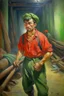 Placeholder: Yung man Worker soviet rights oil painting