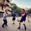 Placeholder: Hugh Laurie and Matt Smith playing soccer with kids in the back streets of Buenos Aires