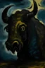 Placeholder: faceless monster with horns by van gogh with dark color