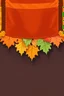 Placeholder: an autumn colored cloth banner hanging with embroidered ornamental leaves and slightly downward pointed bottom, on dark background