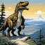 Placeholder: (in the style of Orion, by Masamune Shirow) a t-rex on the top of his hill