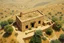 Placeholder: vintage style painting of an old Greek mud brick house from an aerial view