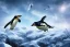 Placeholder: penguin flying in the sky with his two wings