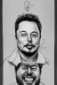 Placeholder: portrait d'Elon Musk en hôpital psychatrique, en camisole de force, fou, avec des cheveux long et une barbe, dessins à la plume