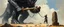 Placeholder: catapult on a stick, oil and airbrush, epic fantasy illustration, black giant lifting chained stones