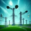 Placeholder: energy, power plant, technology, power line, future, flying cars, green trees, blue sky