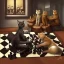 Placeholder: Cats playing chess on floor, Fantasy art, Dystopian