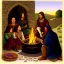 Placeholder: Life in the Middle Ages: The unprivileged estate worked from sunrise to sunset. Before they went to bed, they gathered around a fire to warm themselves, talk and tell stories. They did not know how to read or write and passed their culture on orally.