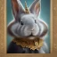 Placeholder: fantasy magic, sharp focus, illustration, highly detailed, digital painting, concept art, art germ and Paul Lewin and Kehinde Wiley, masterpiece silver slolo rabbit with unicorn horn